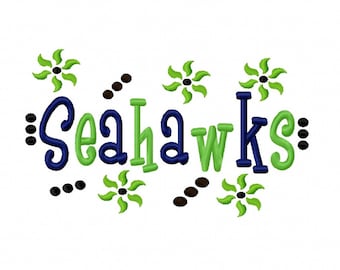 Diseño de bordado a máquina con apliques de los Seahawks, 4 x 4, 7 x 5, 10 x 6, equipo de Seattle Washington, descarga instantánea, baloncesto, fútbol, béisbol, fútbol, deportes.