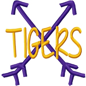 Tigers Cross Arrows Machine Embroidery Design 4x4 5x7 6x10 Baton Rouge Louisiana Team Instant Download Basketball Football Baseball Softball