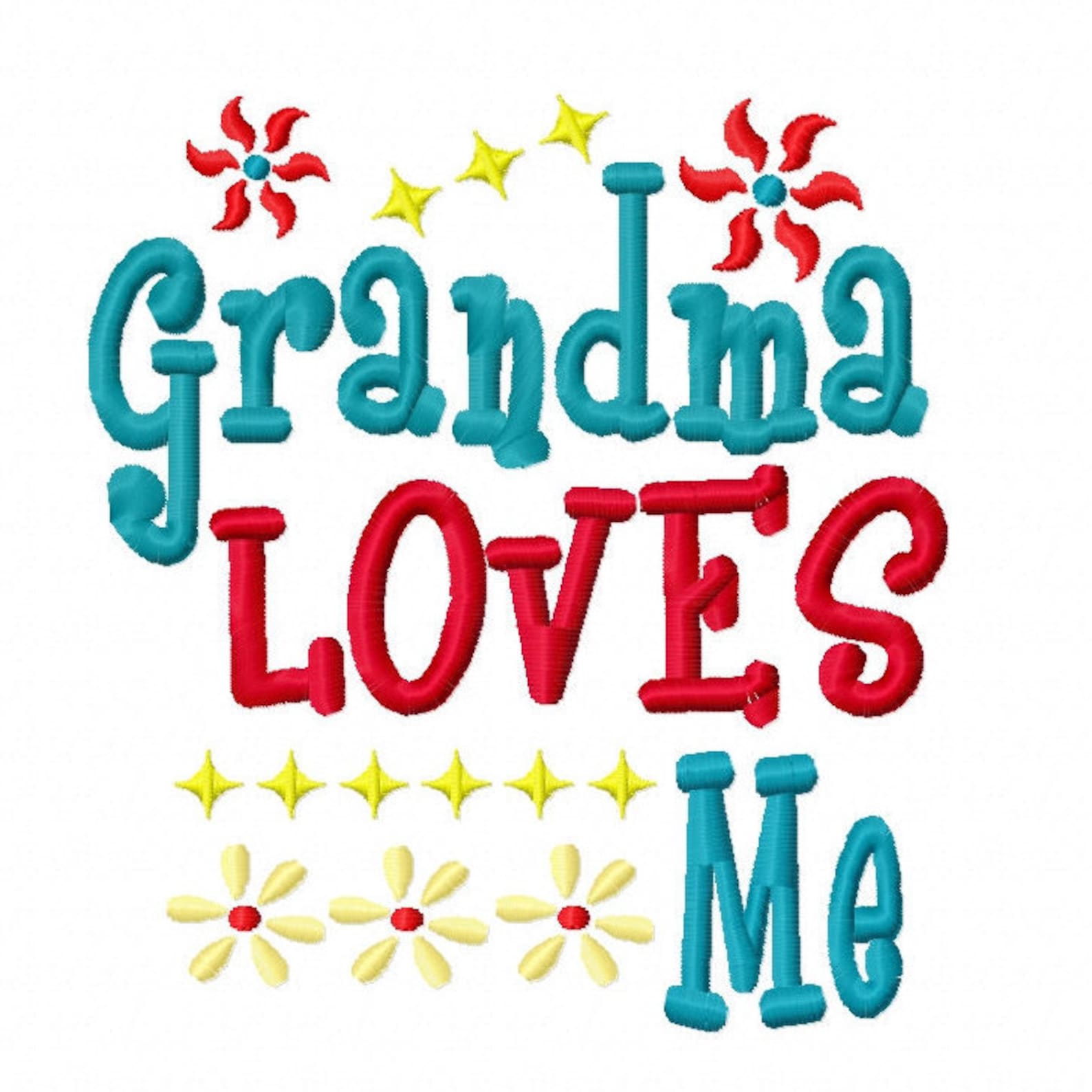 Grandma Loves Me 4x4 5x7 6x10 Machine Embroidery Design  Etsy