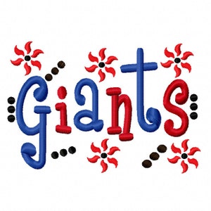 Giants Applique Machine Embroidery Design 4x4 7x5 10x6 New York San Francisco Team Instant Download Basketball Football Baseball Sport