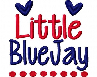 Diseño de bordado a máquina de Little Blue Jay 4x4 5x7 6x10 Equipo Descarga instantánea Baloncesto Fútbol Béisbol Deportes bebé niña niño