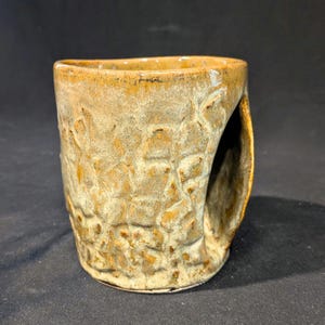 Hand warmer mug earthy feel gift for coffee lover rock mug for tea lover stone looking mug unique design pocket mug hand inside gift unique