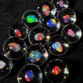 Small tumbled rainbow opal hand blown glass marble, 13-14mm