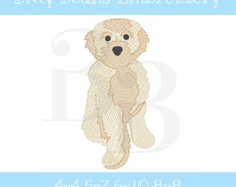 Golden Doodle or Golden Retriever, puppy dog, sketch stitch Classic Vintage Machine Embroidery Design