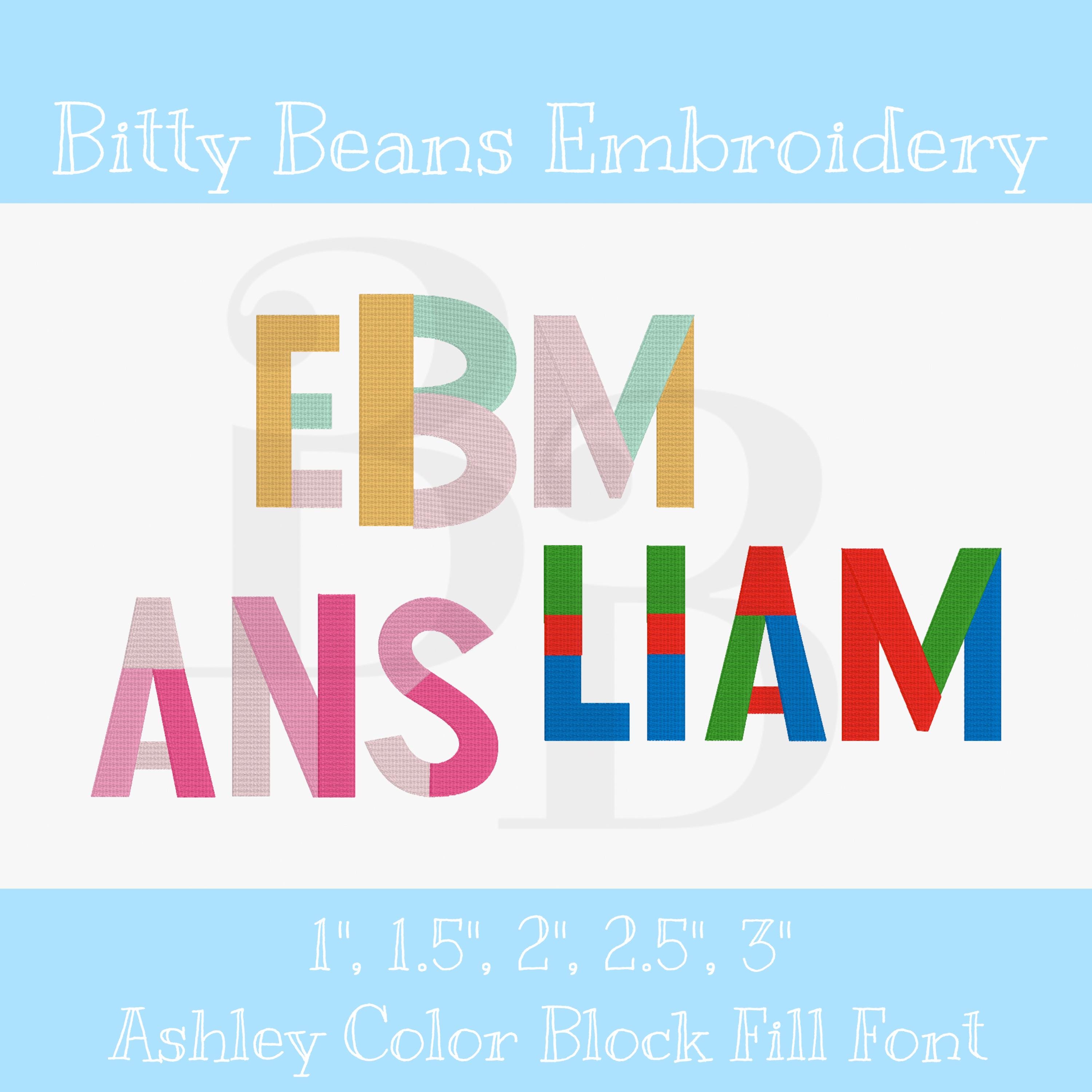 Ashley Color Block Fill Stitch Font Classic Vintage Machine Embroidery ...