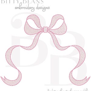 Embroidery Monogram Frame Bow: Long Tail Design (Digital Product)
