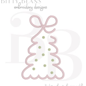 Christmas Tree Bow Machine Embroidery Design: Satin Stitch (Digital Download)