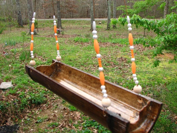 Hanging Beaded Bamboo Bird Feeder Made From Reused Etsy