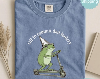 Camiseta de Papá Rana Comfort Colors®, Camiseta de Papá Tonto, Camiseta Divertida de Patinete con Rana, Regalo para Papá, Camiseta Bonita para Anuncio de Embarazo