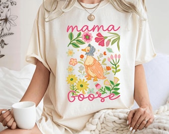 Comfort Colors® Mama Gans Shirt, Dumme Gans Blumen T-Shirt für Mama, süßes lustiges Mama T-Shirt, Muttertagsgeschenk, Gänseliebhaber Grafik Shirt
