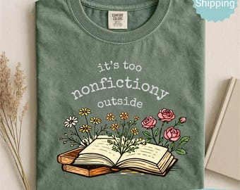 Comfort Colors® Booktrovert Floral Shirt, zu nichtfiktional außerhalb T-Shirt, Buchclub-Shirt, Fiction Reader Geschenk für Bibliothekarin, Buchliebhaber Geschenke