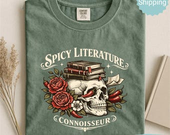 Comfort Colors® Spicy Literature Connoisseur Shirt, Smut Reader Tee, Romance Book Lover Shirt, Funny Bookish Tee, Dark Romance Reader Gift