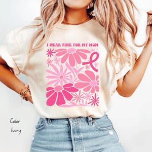 Custom Breast Cancer Awareness Shirt | Comfort Colors® Pink Ribbon Tee | Personalized I Wear Pink Shirt | Boho Floral Support T-Shirt