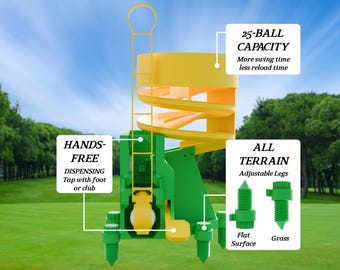 Golf Ball Dispenser, Golf Training Aid for Simulator, Backyard & Range Practice | 25-Ball Capacity