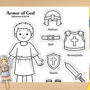 Armor of God Paper Doll Craft | Bible Dress-Up Activity | Cut & Assemble Christian Printable | Sunday School Kids Worksheet