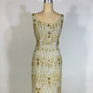 1950's vintage Stunning Silver & Gold heavily beaded gown SAMUEL WINSTON by ROXANE