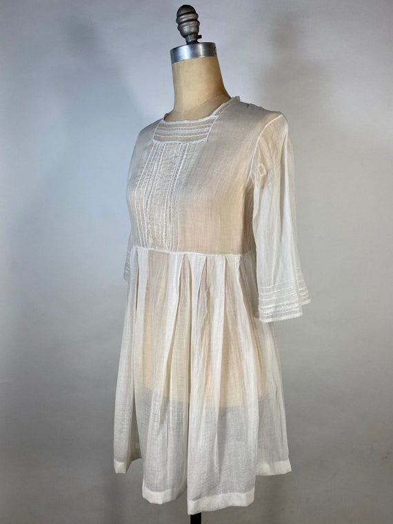 Antique Edwardian cotton batiste and lace sheer d… - image 2