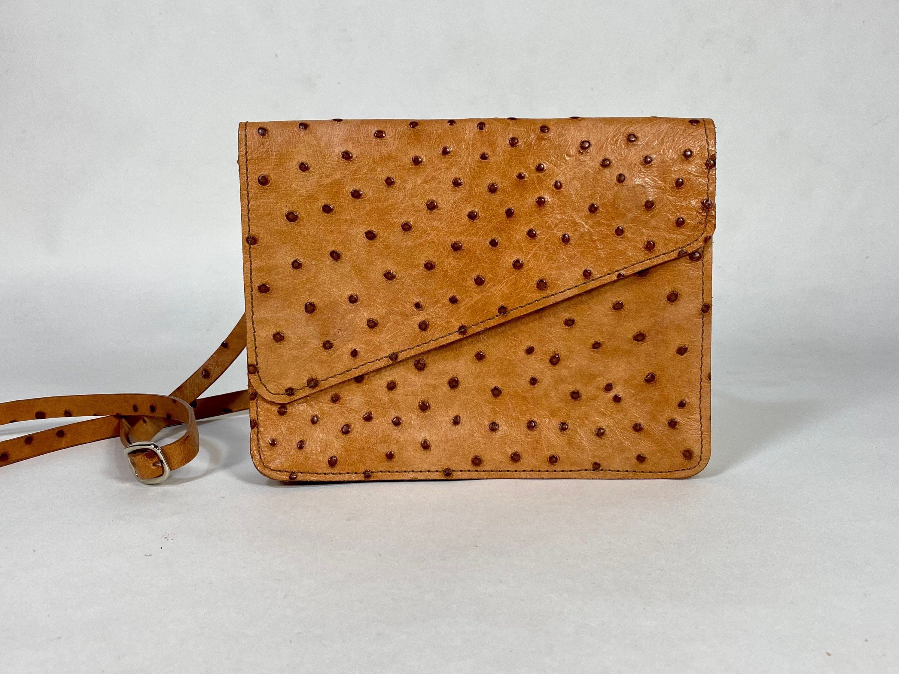 Vintage DISSONA Light Tan Ostrich Skin Satchel Bag Purse -  Israel