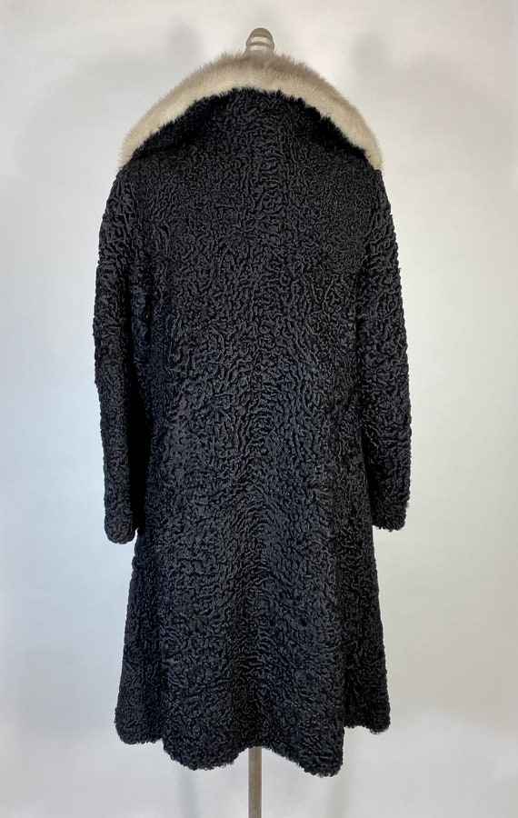 Vintage 1940’s-50’s black Astrakhan fur coat with… - image 5