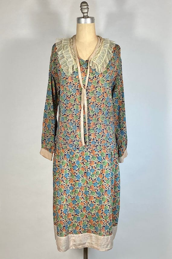 Vintage 1920’s floral Silk-cotton blend drop waist
