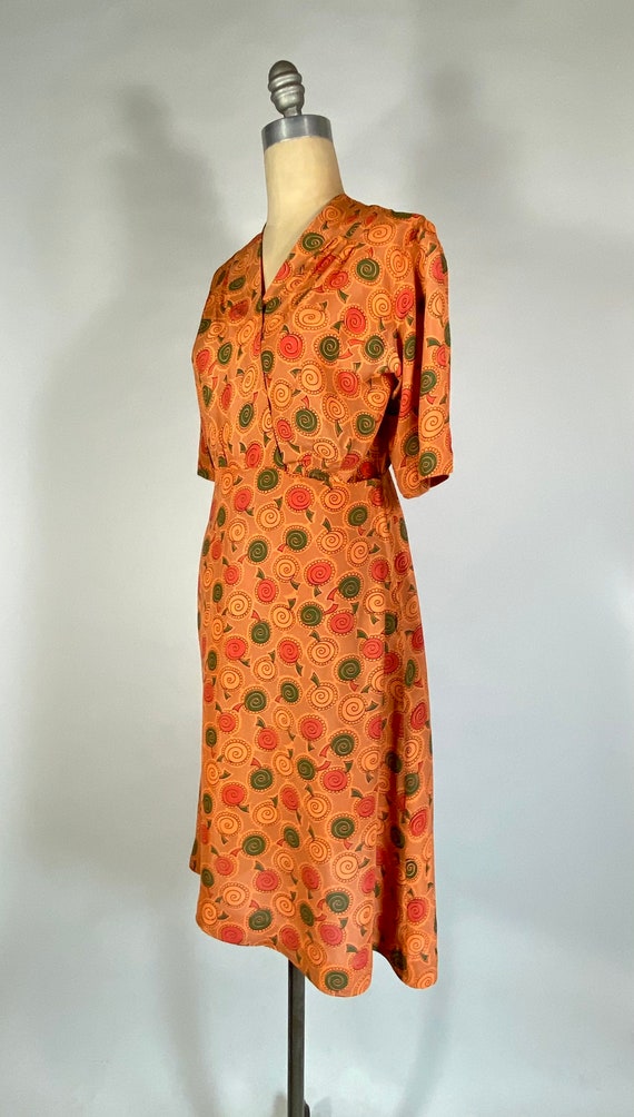 Vintage 1930’s to 40’s over dyed orange cold rayo… - image 2