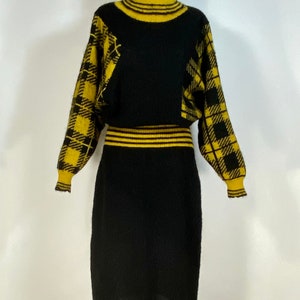 Vintage 1980’s wool blend asymmetrical knit sweater dress by designer Kansai Yamamoto