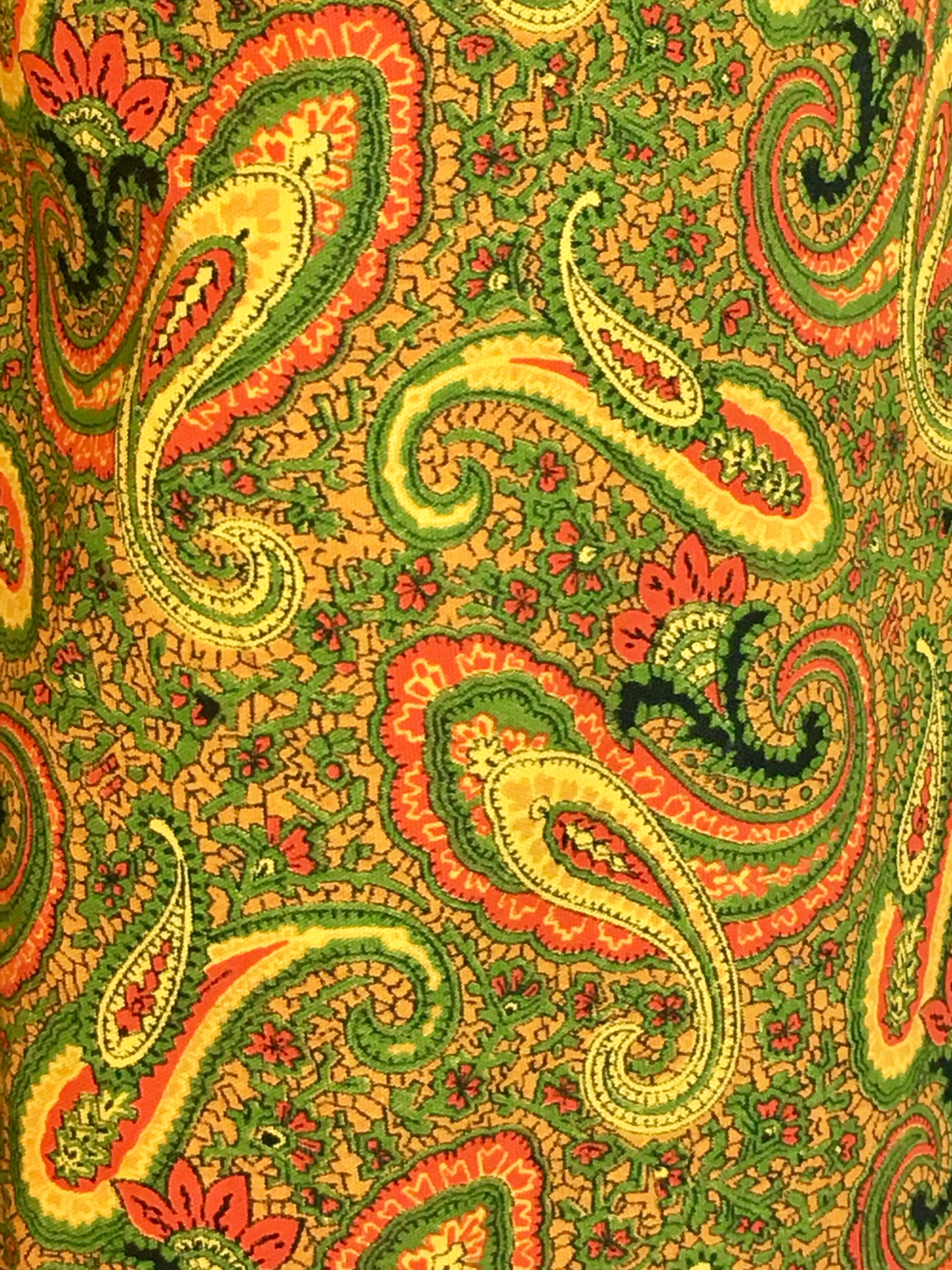 Vintage 1950's Yellow Cotton Paisley Print Capri Style Pants