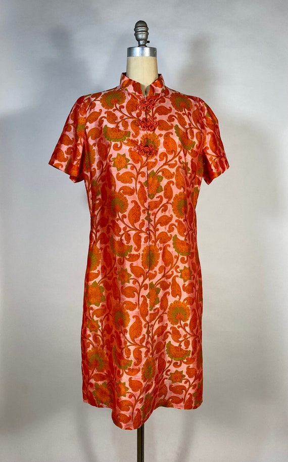 Vintage 1960’s coral-orange lightweight silk shirt