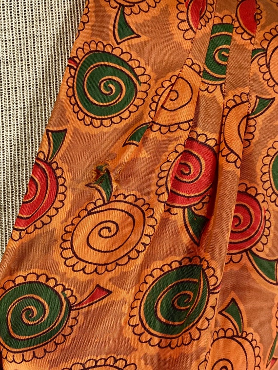Vintage 1930’s to 40’s over dyed orange cold rayo… - image 10
