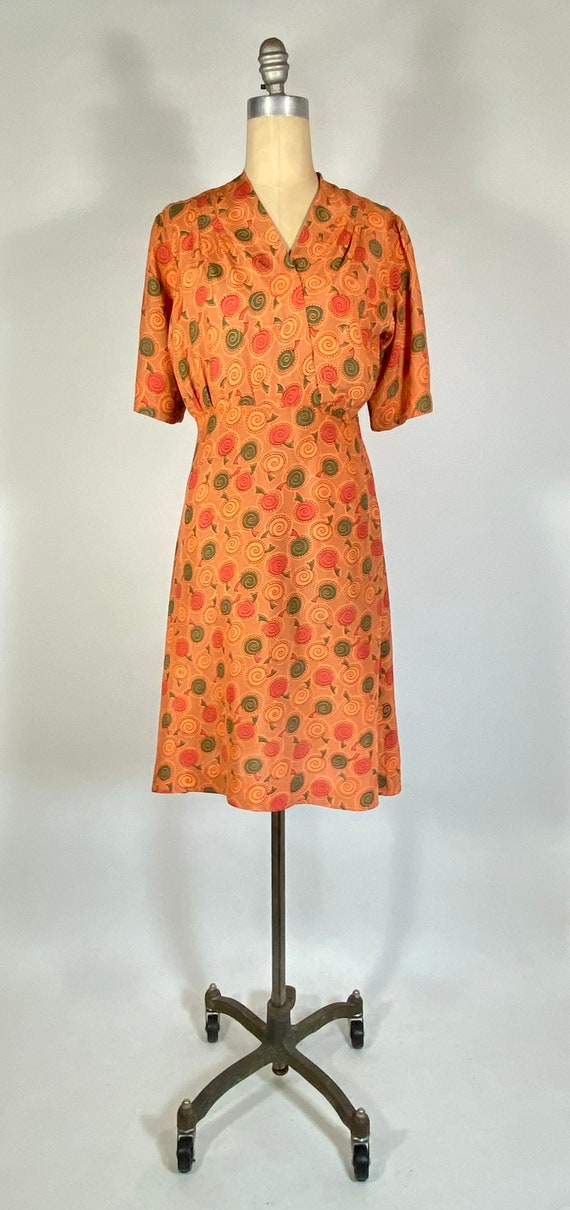 Vintage 1930’s to 40’s over dyed orange cold rayon