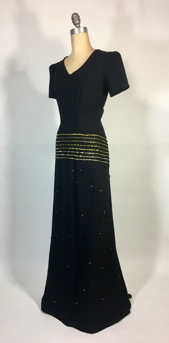 Vintage 1930's UNIQUE black w/gold Swarovski rhin… - image 2