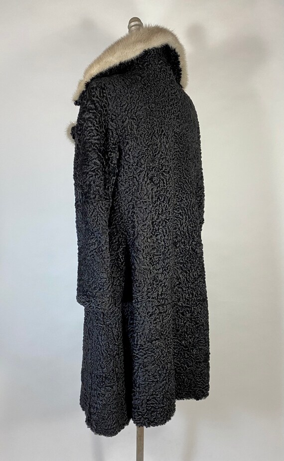 Vintage 1940’s-50’s black Astrakhan fur coat with… - image 4