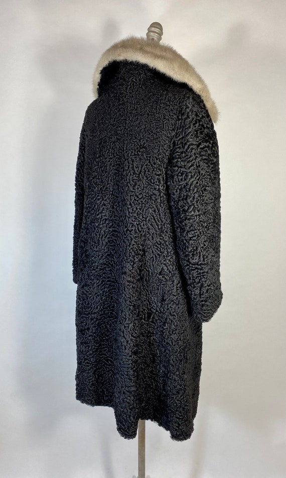 Vintage 1940’s-50’s black Astrakhan fur coat with… - image 6