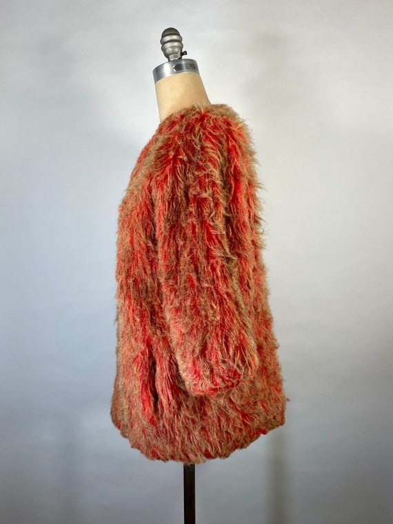 Vintage 1960’s-70’s WILD orange faux fur jacket - image 3