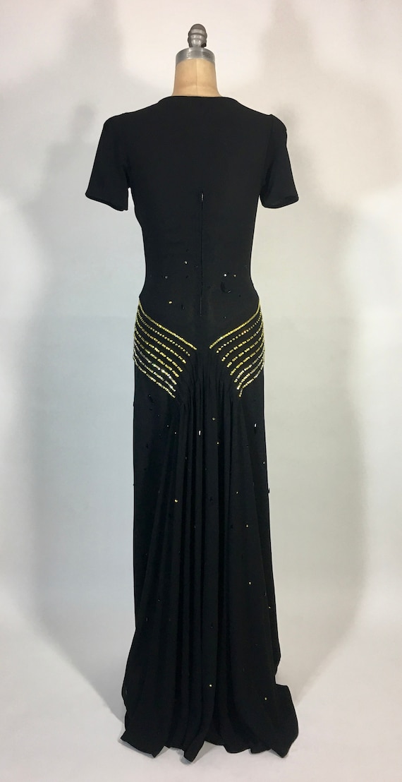 Vintage 1930's UNIQUE black w/gold Swarovski rhin… - image 7