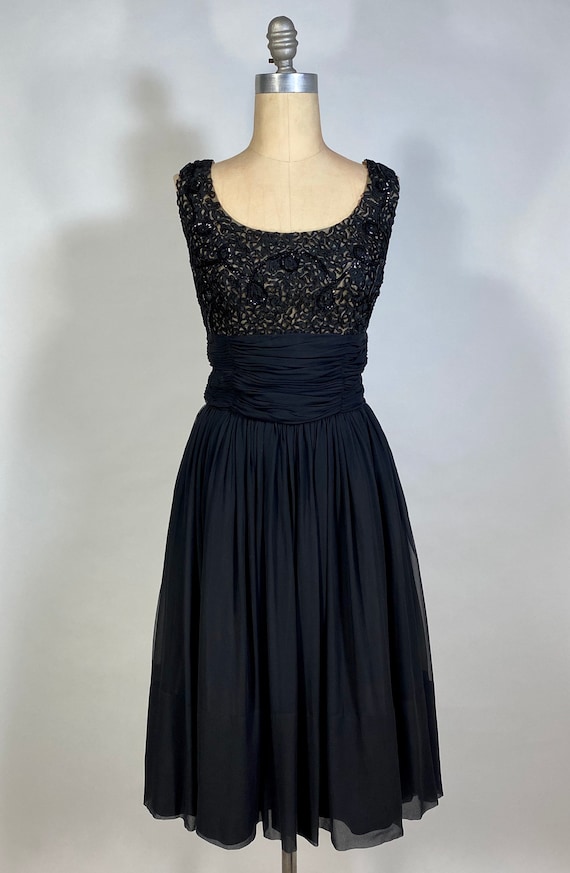 Vintage 1950’s-60’s little black cocktail dress wi