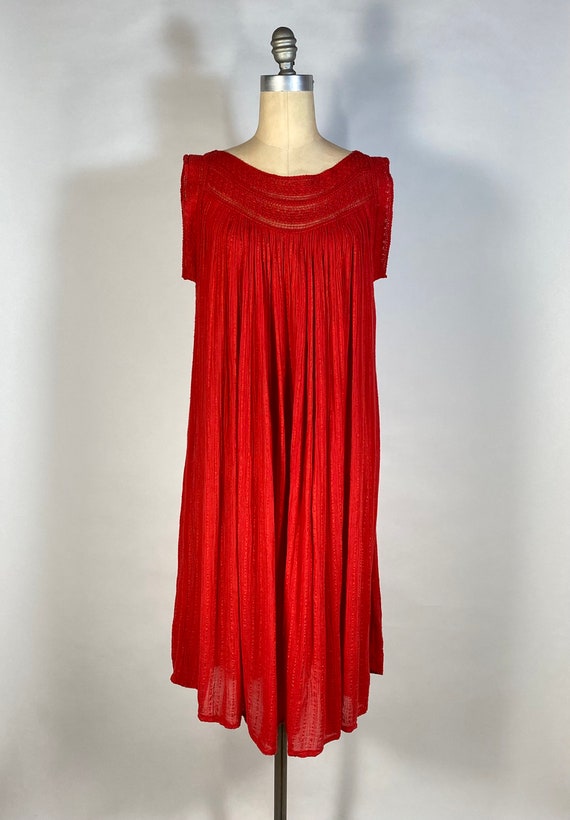 Vintage 1970’s-80’s cherry red lightweight cotton… - image 2