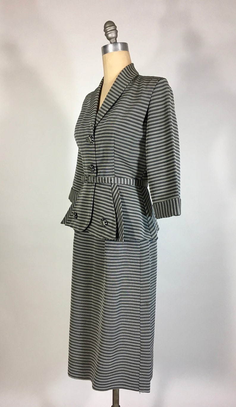 Vintage Early 1950's 50s 3pc Black & White Tiny Stripe - Etsy