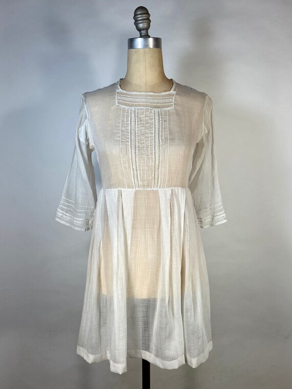 Antique Edwardian cotton batiste and lace sheer d… - image 1