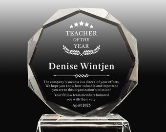 Personalisierte Kristall Lehrer Auszeichnung: Achteckiges Wertschätzungsgeschenk