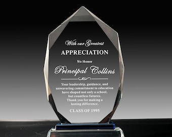 Prix de reconnaissance en cristal personnalisé : plaque gravée personnalisée