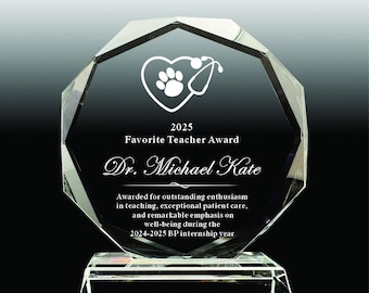Personalisierte Kristallauszeichnung: Achteckige Wertschätzungsplakette für Arzt, medizinisches Personal