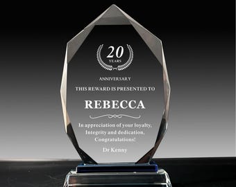 Personalisierte Crystal Award Plaque: Laser gravierte Anerkennung