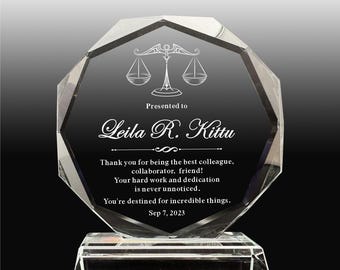 Personalisierte achteckige Glasauszeichnung: Lawyer, Law School Geschenk
