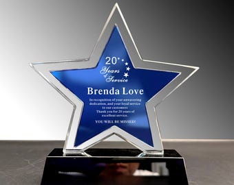 Anpassbare Sternkristall-Auszeichnung: Jahre des Dienstes, Ruhestand Plakette