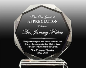 Personalisierte Kristall Lehrer Auszeichnung: Achteckiges Wertschätzungsgeschenk