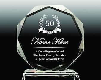 Personalisierte achteckige Glasauszeichnung, Wertschätzungsgeschenk, jahrelanger Dienst