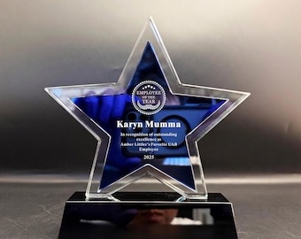 Personalisierbare Sternkristall-Plakette: Mitarbeiter des Monats / Jahres Anerkennung