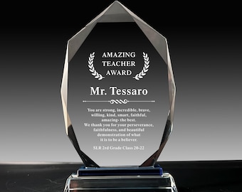 Gravierte Kristallgerechtigkeitspreis-Plakette, personalisiertes Wertschätzungsgeschenk