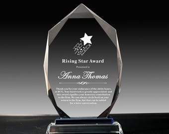 Custom Crystal Award Trophäe: Rising Star Recidentation